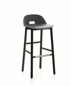 Emeco Alfi Recycled Low Back Barstool - Dark Ash Furniture