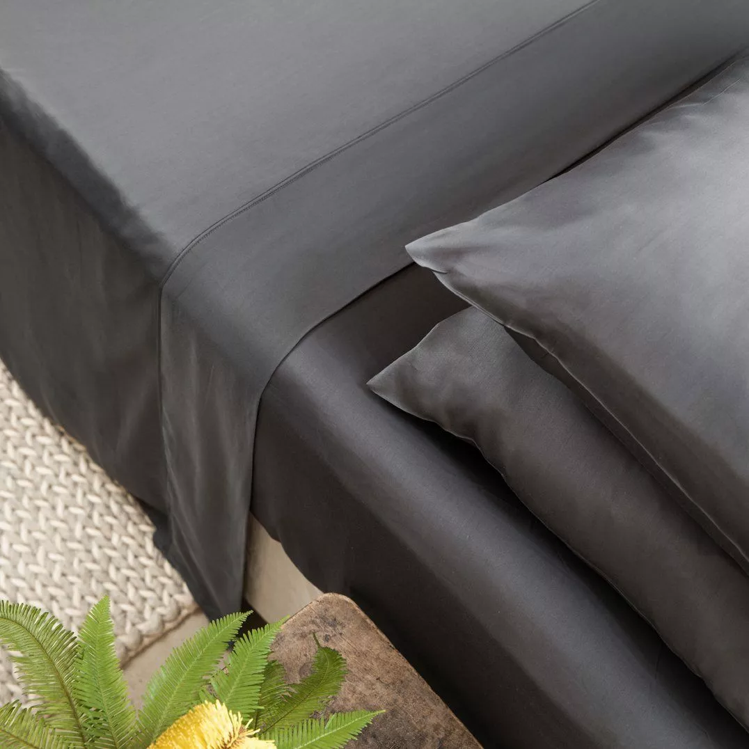Ettitude Home Goods Bamboo Sateen Flat Sheet - Slate 1 Ettitude Home Goods Bamboo Sateen Flat Sheet - Slate