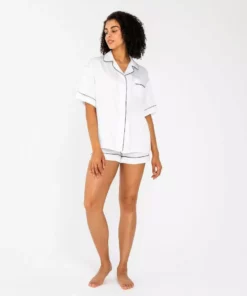 Ettitude Best Sellers Bamboo Lyocell Pajama Shorts - Feather White