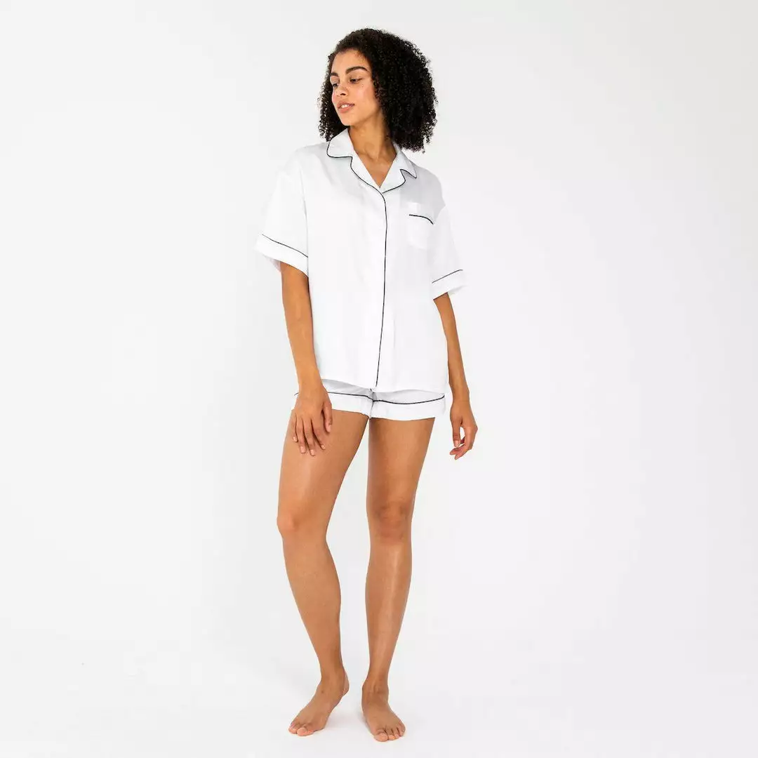 Ettitude Best Sellers Bamboo Lyocell Pajama Shorts - Feather White 2 Ettitude Best Sellers Bamboo Lyocell Pajama Shorts - Feather White