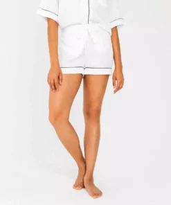 Ettitude Best Sellers Bamboo Lyocell Pajama Shorts - Feather White