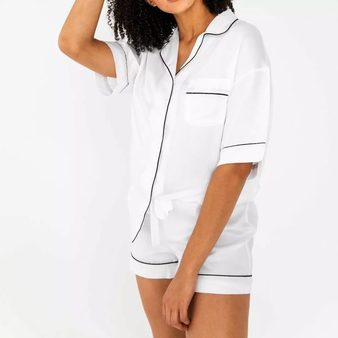 Ettitude Best Sellers Bamboo Lyocell Pajama Shorts - Feather White 4 Ettitude Best Sellers Bamboo Lyocell Pajama Shorts - Feather White