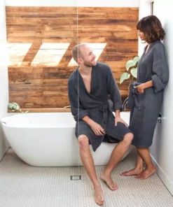 Ettitude Unisex Bamboo Waffle Robe - Slate Best Sellers