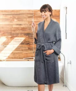 Ettitude Unisex Bamboo Waffle Robe - Slate Best Sellers
