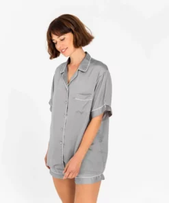 Ettitude Best Sellers Charcoal Bamboo Lyocell Short Sleeve Pajama Shirt - Dove Gray 7 Ettitude Best Sellers Charcoal Bamboo Lyocell Short Sleeve Pajama Shirt - Dove Gray