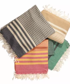 Hilana: Upcycled Cotton Fethiye Upcycled Turkish Towel / Blanket - Navy Blue Recycled + Upcycled