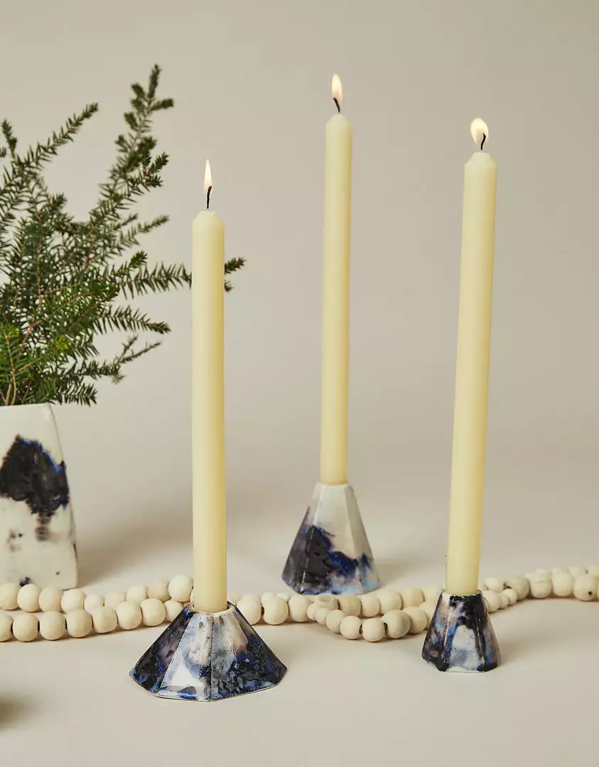 Lauren HB Studio Geo Porcelain Candlestick Holder Set 3 Lauren HB Studio Geo Porcelain Candlestick Holder Set