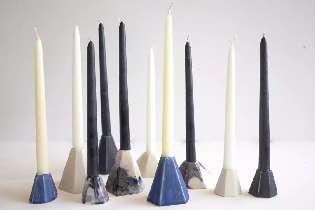 Lauren HB Studio Geo Porcelain Candlestick Holder Set 5 Lauren HB Studio Geo Porcelain Candlestick Holder Set