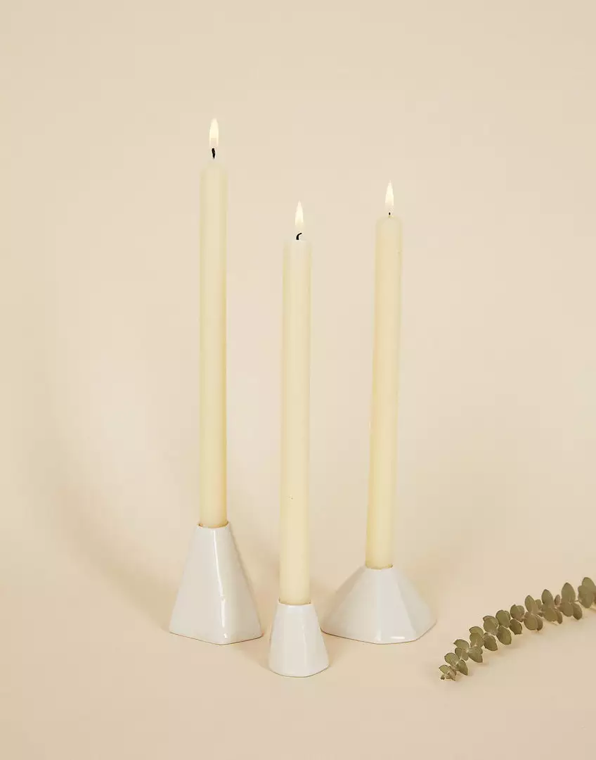 Lauren HB Studio Geo Porcelain Candlestick Holder Set 2 Lauren HB Studio Geo Porcelain Candlestick Holder Set
