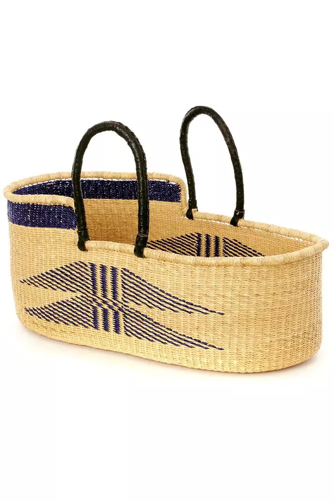 Swahili African Modern Home Goods Angel Wings Moses Bassinet Basket - Indigo 1 Swahili African Modern Home Goods Angel Wings Moses Bassinet Basket - Indigo