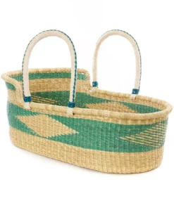 Swahili African Modern Moses Bassinet Basket - Seafoam Home Goods