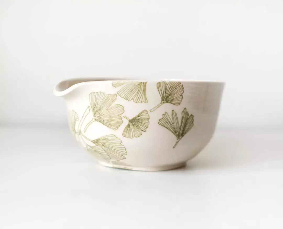 Moonshine Design Ginkgo Leaf Porcelain Matcha Bowl Home Goods 1 Moonshine Design Ginkgo Leaf Porcelain Matcha Bowl Home Goods