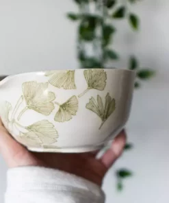 Moonshine Design Ginkgo Leaf Porcelain Matcha Bowl Home Goods