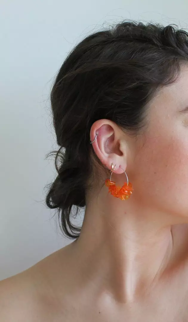Giulia Letzi + META Jewelry Alice Upcycled Hoop Earrings - Orange 2 Giulia Letzi + META Jewelry Alice Upcycled Hoop Earrings - Orange