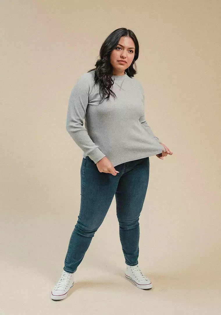 Poplinen Gloria Waffle Thermal Top - Heather Gray 2 Poplinen Gloria Waffle Thermal Top - Heather Gray