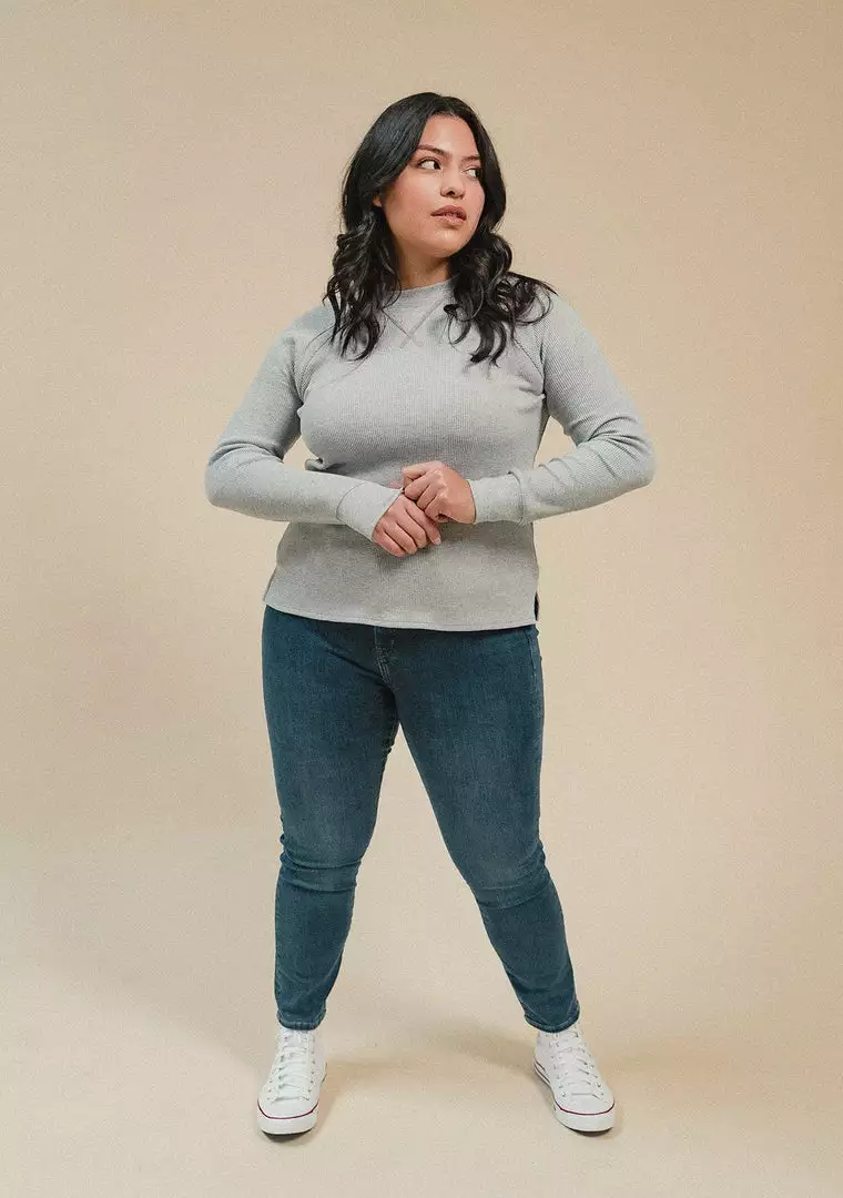 Poplinen Gloria Waffle Thermal Top - Heather Gray 3 Poplinen Gloria Waffle Thermal Top - Heather Gray