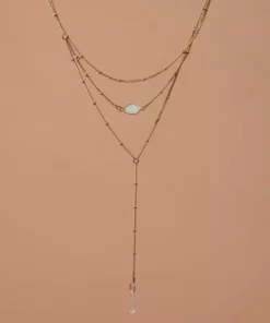 Iron Oxide Gold Layered Opal Lariat Necklace 8 Iron Oxide Gold Layered Opal Lariat Necklace