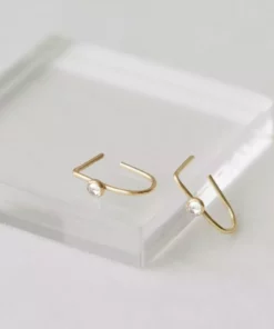 Sara Patino Jewelry Gold Recycled Hoop - White Topaz Best Sellers