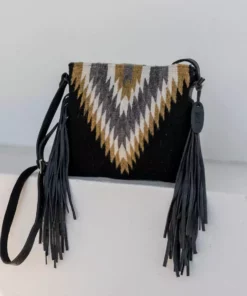 MZ Fair Trade Golden Diamond Wool Fringe Bag Accessories