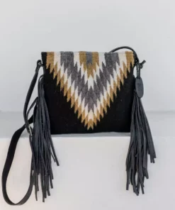 MZ Fair Trade Golden Diamond Wool Fringe Bag Accessories