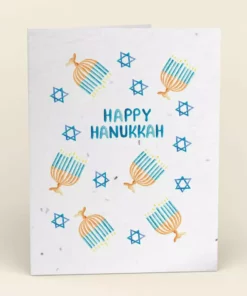 Cute Root Happy Hanukkah Plantable Watercolor Cards - 10 Pack Made In USA