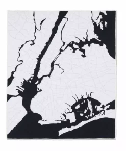 Haptic Lab Home Goods New York Harbor Map Throw Quilt
