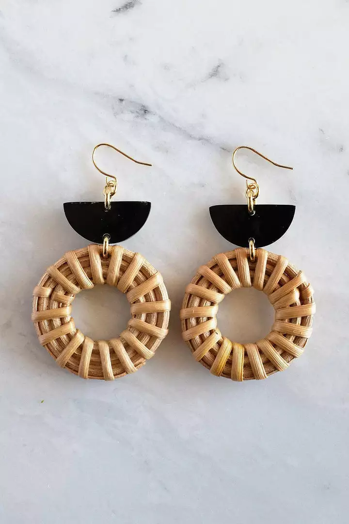 Hathorway Ninh Binh Horn & Rattan Crescent & Donut Earrings BIPOC Owned 3 Hathorway Ninh Binh Horn & Rattan Crescent & Donut Earrings BIPOC Owned