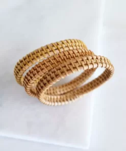 Hathorway Thien Natural Handwoven Rattan Bangle Bracelet