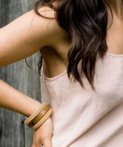 Hathorway Thuy Binh Buffalo Horn & Handwoven Rattan Bangle Bracelets