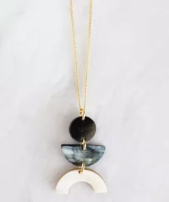 Hathorway BIPOC Owned Vui Mung Geometrical Buffalo Horn Pendant Necklace