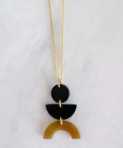 Hathorway BIPOC Owned Vui Mung Geometrical Buffalo Horn Pendant Necklace