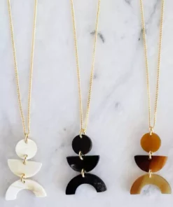 Hathorway BIPOC Owned Vui Mung Geometrical Buffalo Horn Pendant Necklace