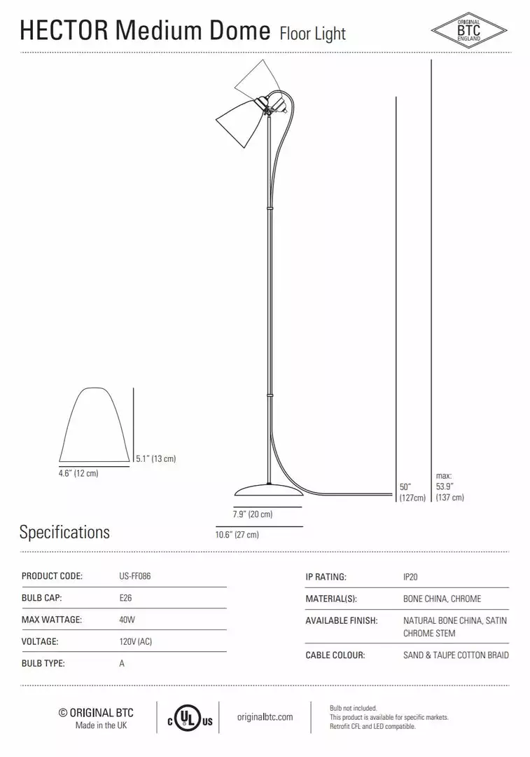 Ameico Hector Medium Dome Floor Light 2 Ameico Hector Medium Dome Floor Light
