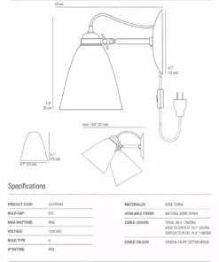 Ameico Hector Medium Dome Wall Light - Plug In Lighting