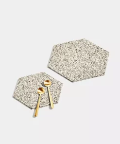 Slash Objects Hex Recycled Rubber Trivet Set - Sand