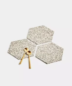Slash Objects Hex Recycled Rubber Trivet Set - Sand
