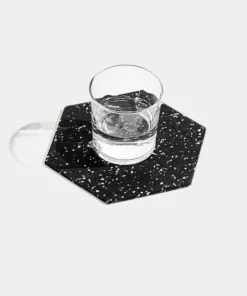 Slash Objects Hex Recycled Rubber Trivet Set - Speckled Black