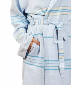 Hilana: Upcycled Cotton Home Goods Antalya Unisex Turkish Bathrobe - Beige