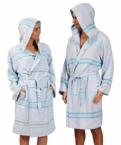 Hilana: Upcycled Cotton Home Goods Antalya Unisex Turkish Bathrobe - Beige