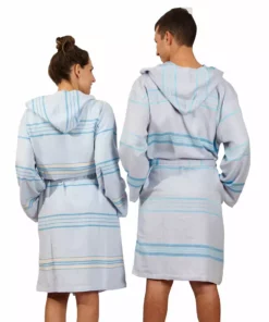 Hilana: Upcycled Cotton Antalya Unisex Turkish Bathrobe - Turquoise Best Sellers
