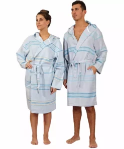 Hilana: Upcycled Cotton Antalya Unisex Turkish Bathrobe - Turquoise Best Sellers