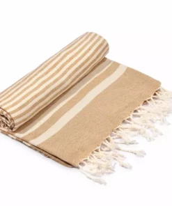 Hilana: Upcycled Cotton Fethiye Upcycled Turkish Towel / Blanket - Beige