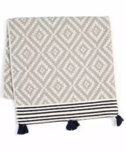 Hilana: Upcycled Cotton Home Goods Merida Upcycled Turkish Towel / Blanket - Gray