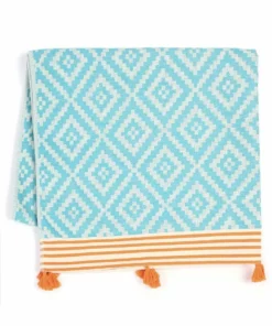 Hilana: Upcycled Cotton Merida Upcycled Turkish Towel / Blanket - Turquoise