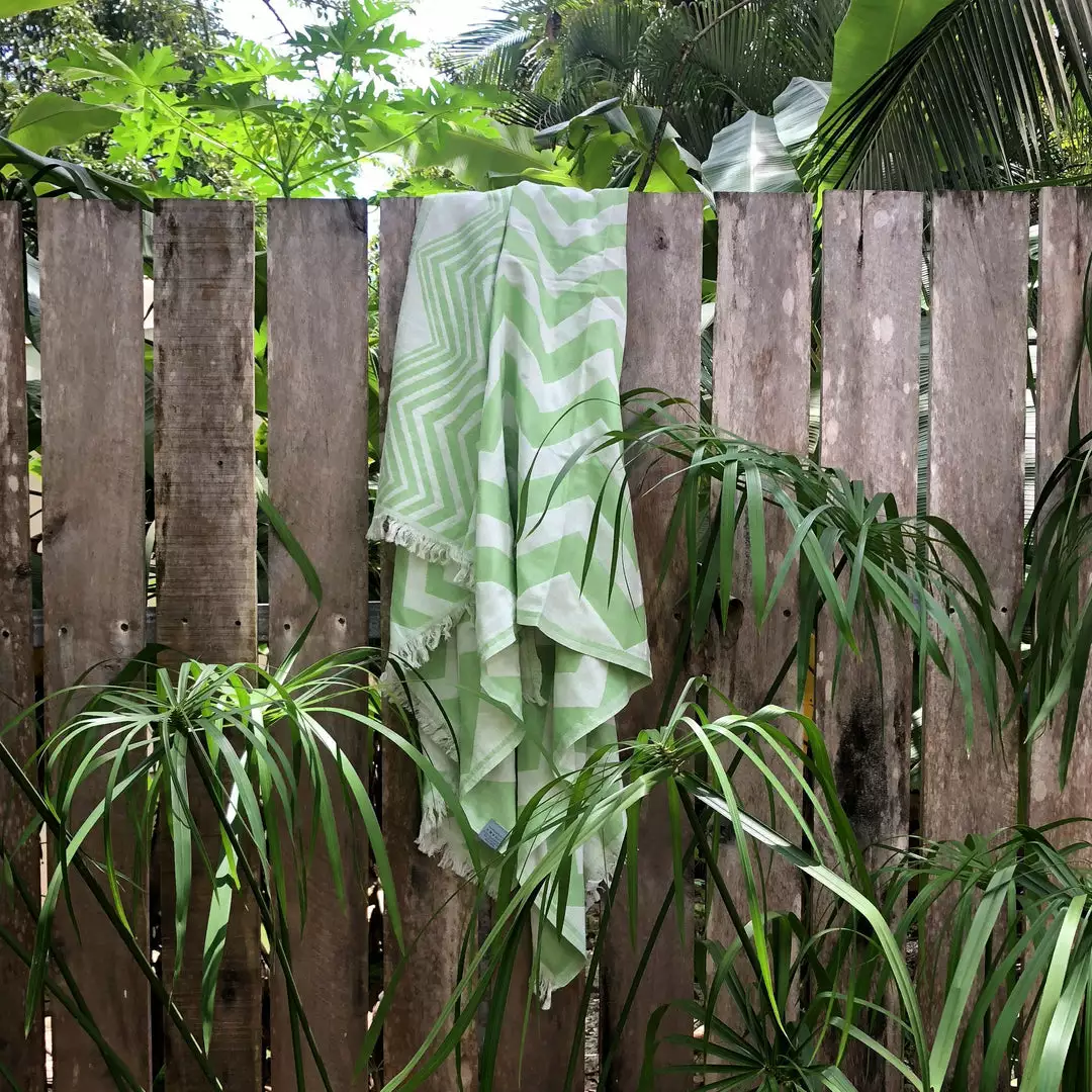 Hilana: Upcycled Cotton Mersin Upcycled Chevron Turkish Towel / Blanket - Green Home Goods 2 Hilana: Upcycled Cotton Mersin Upcycled Chevron Turkish Towel / Blanket - Green Home Goods