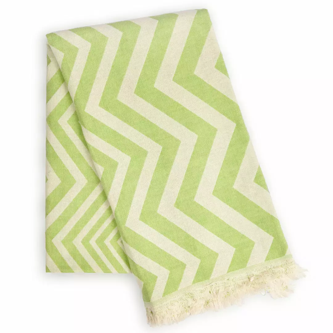 Hilana: Upcycled Cotton Mersin Upcycled Chevron Turkish Towel / Blanket - Green Home Goods 4 Hilana: Upcycled Cotton Mersin Upcycled Chevron Turkish Towel / Blanket - Green Home Goods