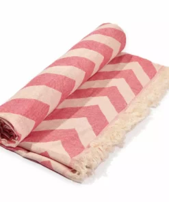 Hilana: Upcycled Cotton Best Sellers Mersin Upcycled Chevron Turkish Towel - Pink