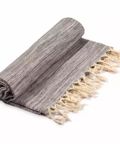 Hilana: Upcycled Cotton Home Goods Yalova Upcycled Marbled Turkish Towel / Blanket - Black