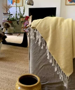Hilana: Upcycled Cotton Yalova Upcycled Marbled Turkish Towel / Blanket - Yellow Best Sellers 13 Hilana: Upcycled Cotton Yalova Upcycled Marbled Turkish Towel / Blanket - Yellow Best Sellers