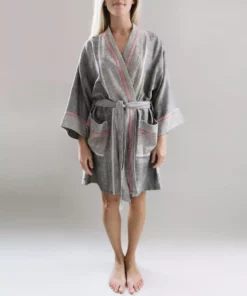 Home & Loft Tribeca Short Turkish Robe - Charcoal Best Sellers